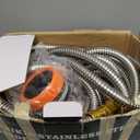 Metal Garden Hose 100 ft, Stainless Steel Water Hose 100ft with 10 Function Nozzle & 3/4 Copper Fitting, Heavy Duty & Flexible, Kink Free & Lightweight for Yard, Outdoor, Lawn, Patio & Car