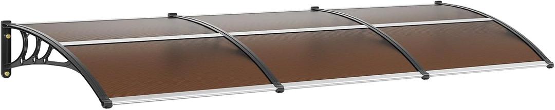 VEVOR Window Door Awning Canopy 117" x 38", UPF 50+ Polycarbonate Entry Door Outdoor Window Awning Exterior, Front Door Overhang Awning for Sun Shutter, UV, Rain, Snow Protection, Hollow Sheet (Brown Board & Black Bracket)