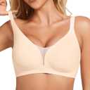VRVOICE Womens Wireless Bras V Mesh Push Up No Underwire Bralette Seamless Supportive Tshirt Bra Everyday Bras, Nude, Medium