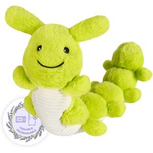 Green Caterpillar Stuffed Animal Neck Pillow, Warmable & Coolable Plush Toy, Lavender Scented Heating Pad for Relaxation, Cute Caterpillar Gifts for Kids & Adults