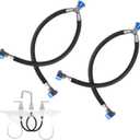 2 Pcs 12 Inch Quick Connect Water Hose Faucet Supply Lines Hot & Cold Water Mixer Line Replacement V-shape Widespread Bathroom Sink Faucet Y Hose with Snap-in Fast Lock Pipe(Black Blue)