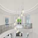 ykolupty 9-Lights Silver Staircase Chandeliers Crystal Bubble Raindrop Pendant Chandelier 100'' High Ceiling Living Room Crystal Chandeliers Dimmable 2700-6000k LED Loft Ceiling Lighting