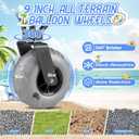 Beach Wagon with Big Wheels for Sand Heavy Duty Collapsible Wagon with 9" All Terrain Inflatable Tires, Foldable Beach Cart for Camping Outdoor Grocery Shopping Garden Sports