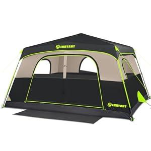 Instant Tent, 6 Person Blackout Tents for Camping with Top Rainfly