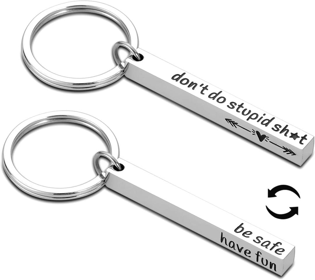 Drive Safe Keychain for Him Graduation Gift for Boys 16-18 Funny Don't Do Stupid Sht Keychain for Teens Boys Stupid Gifts for Son Daughter Things for Teens New Driver Gifts Birtdhay Gift for Teen