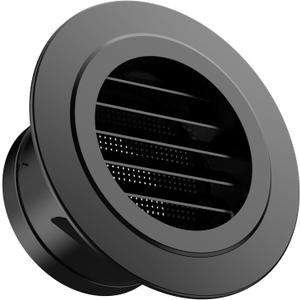Hon&Guan Soffit Vents 4 Inch, Round Exhaust Air Vent Cover with Built-in Fly Screen for Bathroom Kithchen Office Home, Black