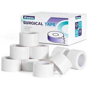 iFwevs Paper Medical Tape 8 Rolls - 1" x 10 Yards Latex-Free & Hypoallergenic Soft Paper Surgical Tape, Applicable to Surgical Tape for Skin, Dressings, Wound First Aid Tape