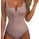 SUUKSESS Women Sexy Tummy Control One Piece Swimsuits High Cut Bathing Suit 2026 (Large, Brown Sugar)
