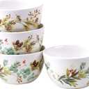 Christmas Story Ice Cream & Dessert Bowls  Set of 4 22 oz. Ceramic Holiday Bowls with Pinecone & Berry Winter Art  Festive Microwave & Dishwasher Safe Serving Bowls (Large)