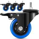 Stem Caster Wheels 3 Inch,Heavy Duty Threaded Stem Casters, 3/8"-16 x 1 (Screw Diameter 3/8", Length 1") Swivel Casters Set of 4 with Safety Dual Locking Wheel for Furniture and Cart