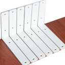 6 Pack - L 8" x H 6" x W1.5, 5mm Thick White L Shelf Bracket, Iron Shelf Brackets, Metal Shelf Brackets, Floating Shelf, Shelf Supports with Screws