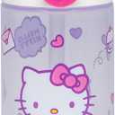 Zak Designs Sanrio Sage Kids Water Bottle For School or Travel, 16oz Durable Plastic Water Bottle With Straw, Handle, and Leak-Proof, Pop-Up Spout Cover (Hello Kitty)