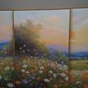 HOURIA Boho Sunrise Wildflower Framed Canvas Wall Art Set,Watercolour Nature Inspired Landscape Wall Decor,Colorful Floral Scenery Artwork,Modern Art Prints for Living Room,Bedroom,Farmhouse-24"x36"x3