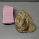 ZQIAN BEAUTY Clip on Ponytails for Women - 18 Inch Curly Ponytail Extension, Wavy Pony Tails Hair Extensions, Synthetic Hair Extensions Ponytail, Clip in Ponytail (Ash Blonde with White Highlights)