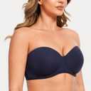 MELENECA Women's Strapless Bra for Large Bust Back Smoothing Plus Size with Underwire (Blue) 34D