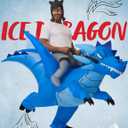 Spooktacular Creations Halloween Inflatable Costume, Riding an Ice Dragon, Riding Blow-up Dinosaur Suit for Themed Parties (Blue)
