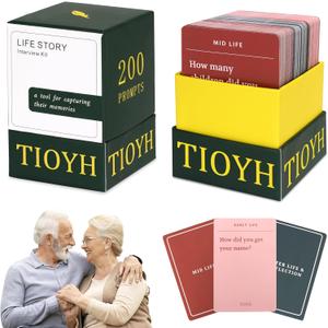 200 Pcs Life Story Interview Kit, Life Story Interview Cards,Family Conversation Cards,Memory Sharing Game to Know More About Parents and Grandparents with Curated Question Card