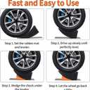 OULEME Curved Leveling Blocks, Raised Tire Change Ramp, for RV Camper Travel Trailer, Fits Dual Axle Tandem Wheel Aid Changing, Lift up to 6", Comes with Chock and Rubber Mat (2 Pack)