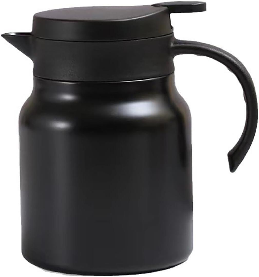 Stainless Steel Thermal Coffee Carafe, Double Wall Insulated Vacuum Coffee Jug Water Dispenser, Water Coffee and Beverage Pitcher, Keep Drinks Cold or Hot for Hours (Black, 34oz)
