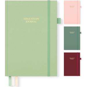 Bible Study Journal for Women & Men, Church Notes Prayer Journal Bible Notebook for Note Taking, Bible Study Guide/Supplies/Gifts/Accessories, 5.8" x 8.3", Cream Green