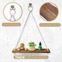 t of 2 Rope Shelves for Wall Hanging Shelf - Room Decor - House Decor - Rope Shelf | 2 Vintage Decor Hooks 2 Big Brass Rings Rope Hanging Shelves for Wall (Torched Rustic Brown)