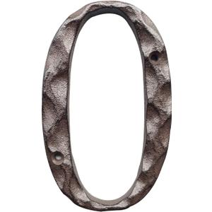BetLight Cast Iron House Numbers-5 Inch Rustic Address Number- Solid & Heavy Duty/Easy Install with Matching Screws-Number 0