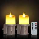 2-in-1 Plug in Night Light (2 Pack) - Dual Mode: Auto Sensor & Remote Timer - Boho Neutral Beige Candle Nightlight for Nursery, Bedroom, Bathroom Aesthetic (Taupe, 2 Pack)