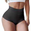 Booty Shorts for Women High Waist Butt Lifting Spandex Biker Yoga Gym Dance Hot Pants Rave Outfits (Medium, Ivory Black)