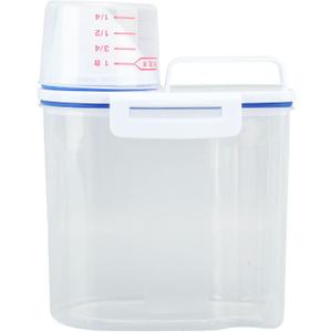 Fabater Rice Airtight Storage Container, 3 to 5Lbs Cereal Dry Food Flour Bin, Pet Dog Cat Food Dispenser with Measuring Cup, Clear Plastic Kitchen and Pantry Organization Bin (White) (1.5kg)