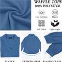 Women Waffle Knit Tops 2025 Fall Casual Long Sleeve Shirts V Neck Tunic Tops Sweaters (Green, XL)