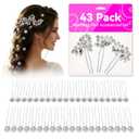 43Pcs Wedding Hair Accessories, Rhinestone Bridal Hair Pins for Bride, Bridesmaids, Flower Girls, Wedding Hair Pieces for Long Hair, Brides, Wedding, Party, and Special Occasions