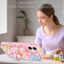 for iPhone 16 Plus Wallet Case with Card Holder, Cute 3D Oil Painting Floral Crossbody Case with Kickstand [Screen Protector+Camera Lens Protector] Flip Cover for iPhone 16 Plus, Rose Gold