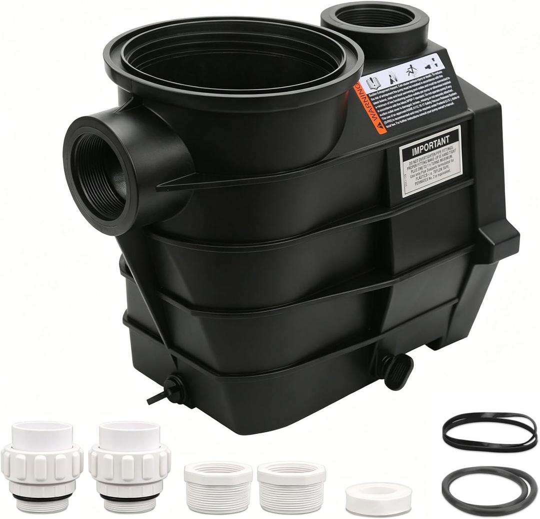 SPX3120AAZ Threaded Style Pump Housing and Strainer with Drain Plugs Compatible with Hayward Super II Pump SP3000/SP3000X Series Replacement (2”x2”)