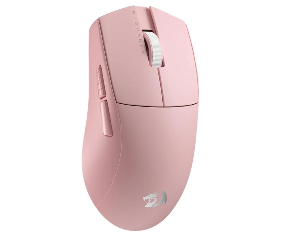 Redragon M916 PRO 3-Mode Wireless Gaming Mouse, 55G Ultra-Light 26K DPI Mouse w/Ergonomic Natural Grip Build, Full Programmable Buttons, Software Supports DIY Keybinds & DPI (1K Hz, Pink)