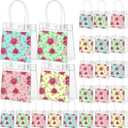 Gilprop 24 Pcs Small Rose Floral Clear PVC Gift Bags with Handles 5.9x6.3x2.76'' Transparent Mini Favor Bags, Reusable Treat Tote for Tea Party, Bridal Shower, Wedding Guests