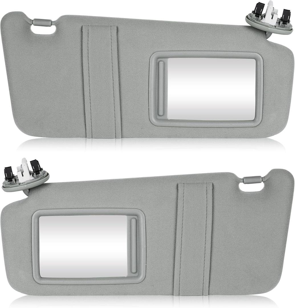 Left & Right Sun Visor with Light for Toyota Camry 2007-2011 with Sunroof, Driver & Passenger Side Gray Sunvisor Replace 74320-06800-B0 74310-06800-B0 (Grey)