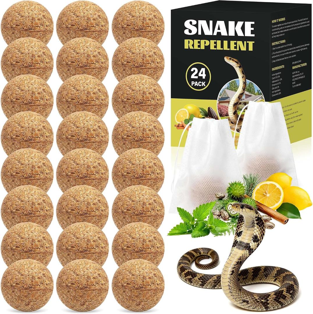 Natural Snake Repellent, 24 Pack Natural Peppermint Oil Snake Repellent for Yard Garden Attic Orchard Indoor Outdoor Patio Porch, Pet and Family Safe, Ready to Use, Brown