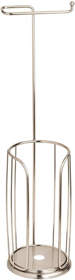 Franklin Brass Toilet Paper Holder Stand with Phone Shelf, Brushed Nickel Free Standing Tissue Paper Holder with Backup Roll Storage, No Drill Damage Free Apartment Essentials - 193150-SN