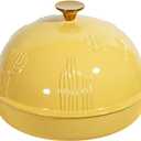 Cast Iron Bread Oven With Cloche Lid for Baking - Yellow Enameled Dutch Oven With Dome Lid for Sourdough - 5 qt (9.8 Inches)