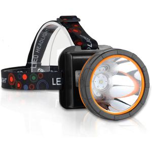 Coon Hunting Light, Super Bright LED Headlamp with 2 Light Modes, Waterproof & Rechargeable Hard Hat Headlight, Adjustable Gold Miner Torch for Hunting, Fishing, Hiking, Camping, Outdoor Adventure