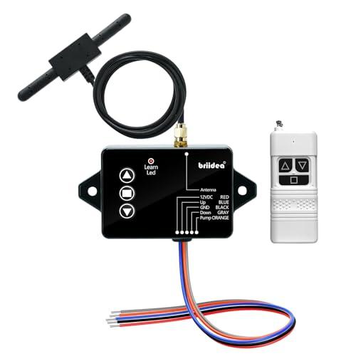 briidea Wireless Dump Trailer Remote Control – Compatible with 3-Wire & 4-Wire Hydraulic Trailer Controllers, 100FT Range, Low Voltage Protection, Easy Adhesive Installation