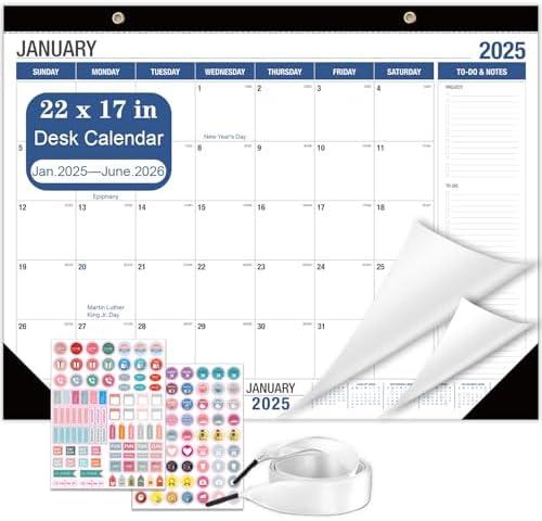 Lateefah Desk Calendar 2025-2026, Runs July 2025 to December 2026, 2025 Desk Pad Calendar with to-do List, 18 Monthly 17" x 12" Desk Calendar for School, Home or Office