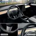 SEG Direct Flat Bottom Steering Wheel Cover, D Shaped Car Wheel Cover 14-14 1/4 in. (35.5-36 cm), for Tesla Model 3 / Y, for Camaro, Black Microfiber Leather
