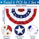 6 Pack 250th Anniversary 3 X 6 FT American Bunting Flag, 4th of July Decorations USA Pleated Fan Flag Memorial Day Outdoor Patriotic Half Fan Flags Banner Fourth of July Independence Day Outside Decor