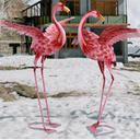 Pink Flamingo Yard Decorations, Tall Birds Garden Statues and Sculptures, Metal Lawn Art Ornaments for Outdoor Patio Backyard, Set of 2