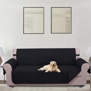 U-NICE HOME Reversible Sofa Cover Couch Cover for Dogs with Elastic Straps Water Resistant Furniture Protector for Pets Couch Cover for 3 Cushion Couch (Sofa, Black/Black) (68"Sofa L - Large)