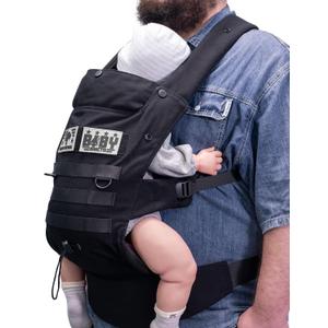 Ergonomic Lumbar Support Baby Carrier for Infants to Toddlers (8-33 lbs), Cozy and Lightweight Military Baby Carrier for Big and Tall Parents- Black