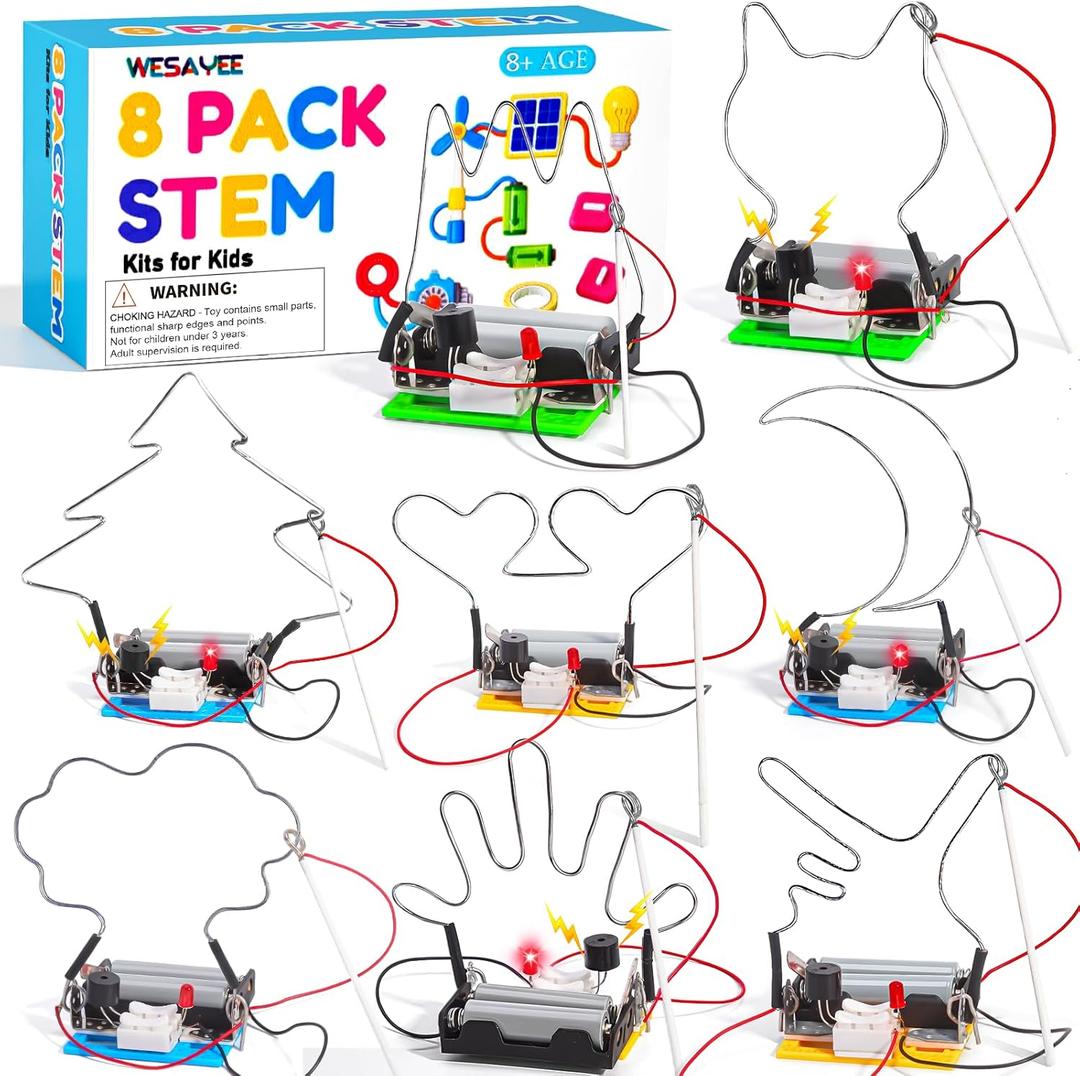 Bulk STEM Kits - 8 Set Electric Circuit Science Craft Kits for Kids Age 8-10 12-14 10-12, Girls Boys Arts and Crafts for Kids Ages 8-12 Gift Ideas, STEM Activities Projects Buzz Wire Maze Game