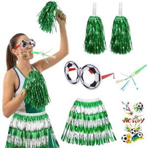 6 Pcs Cheering Kit for Football Matches, 2026 America Soccer Fan Game Day Accessory Set, Includes Glasses, Whistle, Hand-Shaken Rattle Stick, Temporary Tattoo Sticker