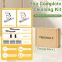 Mini Mop and Cleaning Brush Set, Foldable Self-Squeeze Sponge Mini Mop & Hard Bristle Crevice Cleaning Brush for Small Spaces, Tight Spaces, Gaps, Grout Cleaning, Kitchen, Bathroom, Desktop (Black and Orange)